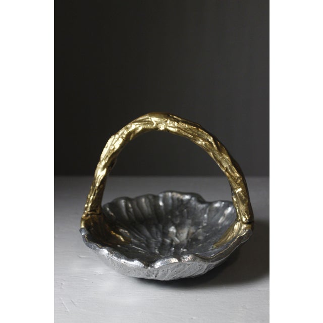 Brutalist Vintage Brutalist Fruit Bowl in Brass and Aluminum by David Marshall, 1980s For Sale - Image 3 of 12