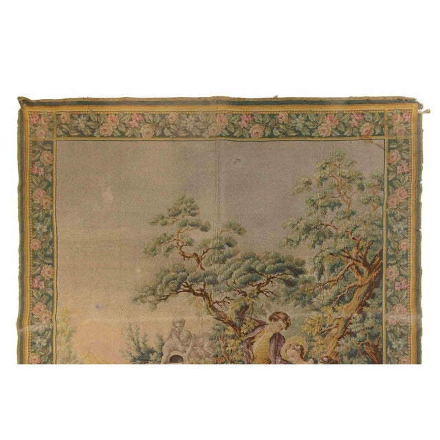 Vintage Tapestry with Bucolic Scene, Early 20th Century For Sale - Image 3 of 6