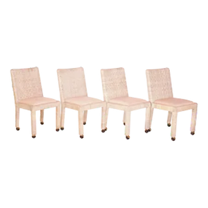 2000s Boho Chic Rattan Dining Chairs- Set of 4