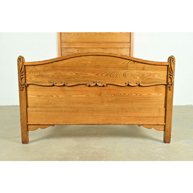 Antique Victorian Carved Oak Full Size Bed, Circa 1890s For Sale - Image 11 of 12