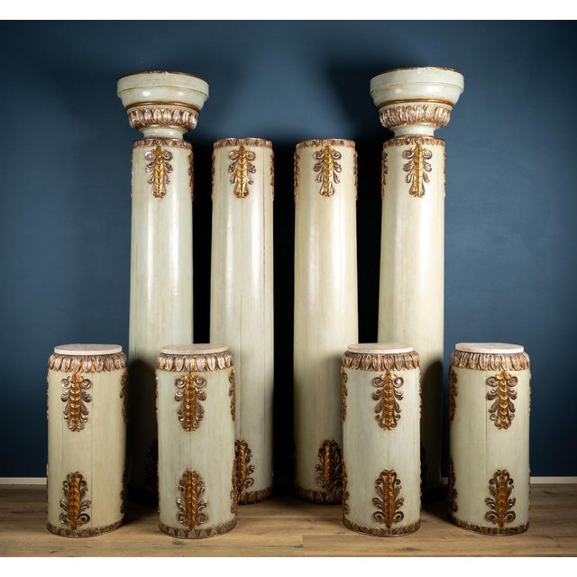 Mecca Style Lacquered and Gilded Wooden Columns, Late 18th Century, Set of 8 For Sale - Image 9 of 9