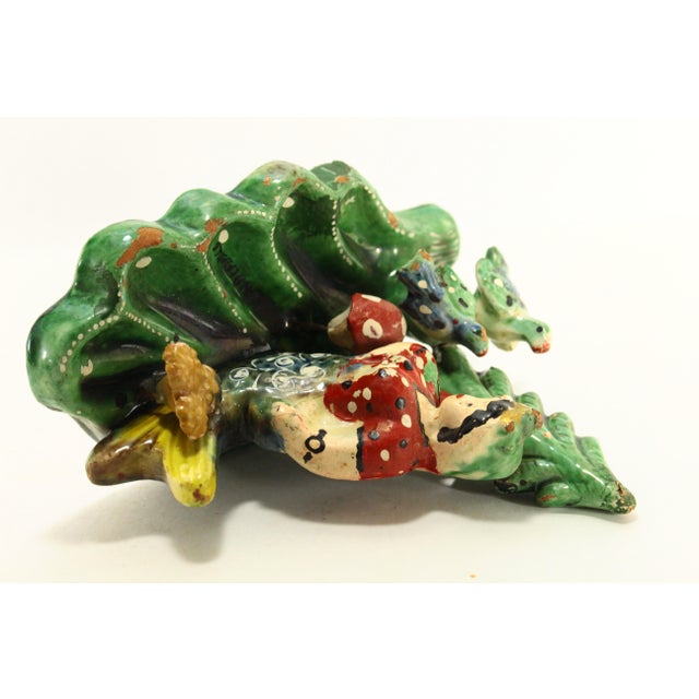 Ea. 1900's Painted Terracotta Mermaid in Forest Figurine Whimsical Folk Art For Sale - Image 11 of 12