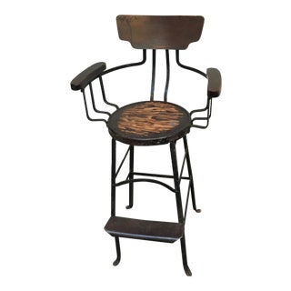 Vintage Iron Bistro Stool For Sale