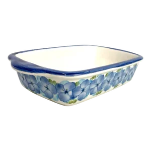 Renacer Ceramics Hand Painted Hydrangea Small Ceramic Casserole Dish