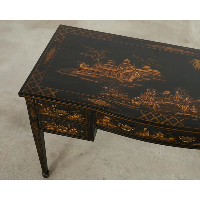 English George III Style Chinoiserie Decorated Lacquer Desk For Sale In Sacramento - Image 6 of 18