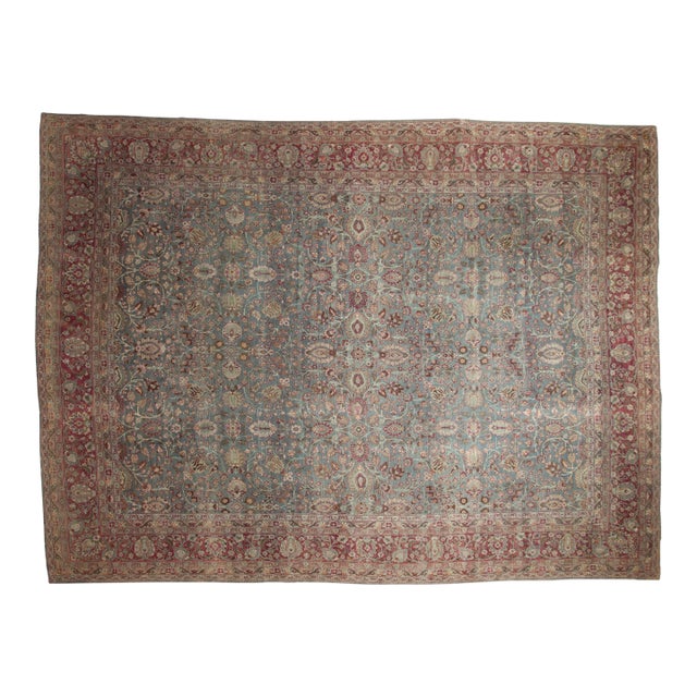 Vintage Distressed Tabriz Carpet - 10'10" X 14'2" For Sale