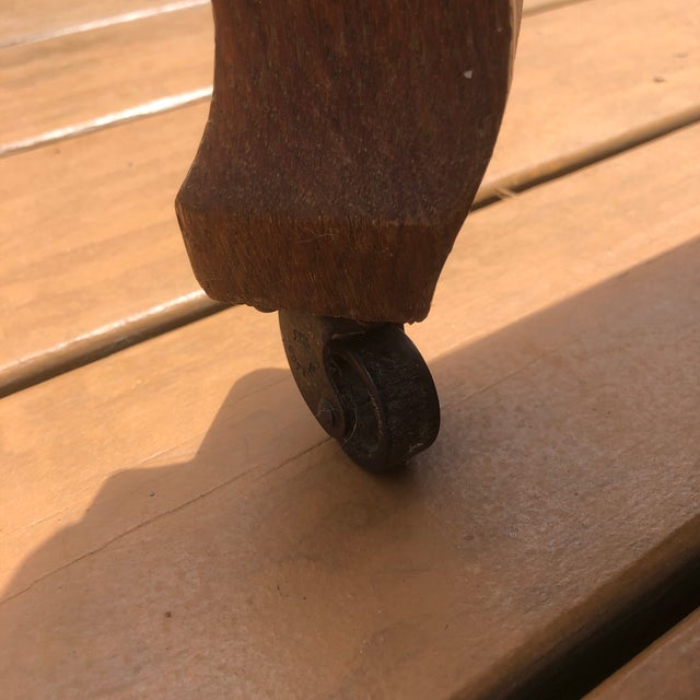 1900 - 1909 Antique Quarter Sawn Oak Caster Table/Plant Stand For Sale - Image 5 of 6