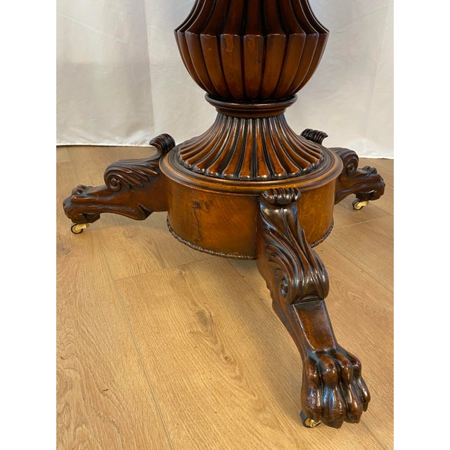 19th Century French Charles X Style Flame Mahogany Guéridon Table W/Marble Top For Sale - Image 4 of 11