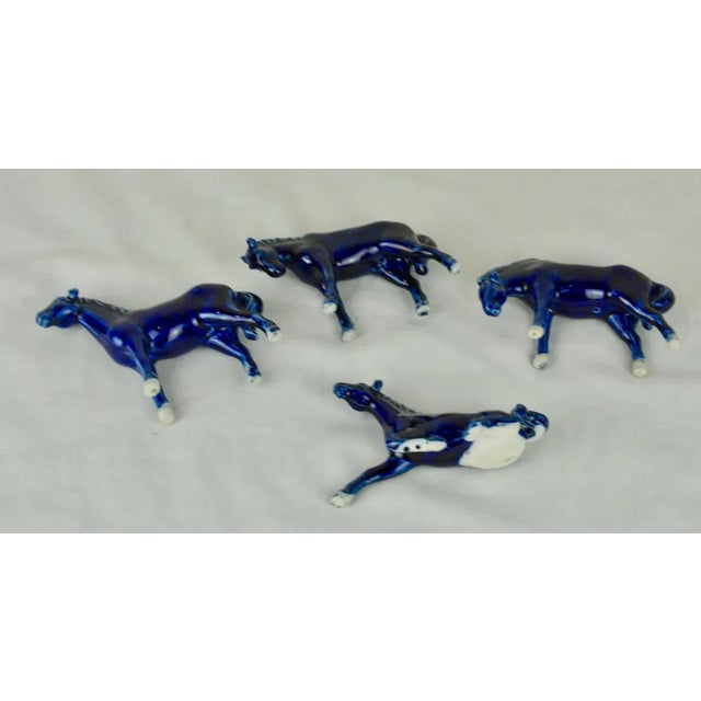 Blue Blue Porcelain Horses, 1950s, Set of 4 For Sale - Image 8 of 11