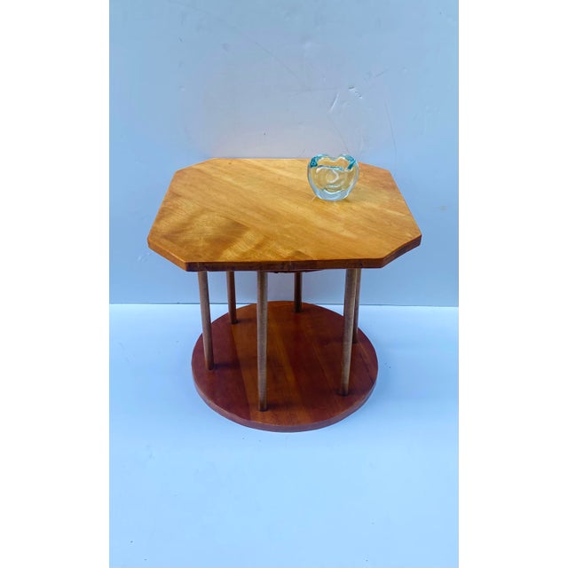 Mid-Century Modern Oak Side End Drinks Table, Art Deco Style, Circa Mid-20th Century For Sale - Image 3 of 9