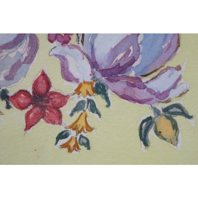 Late 20th Century Helen McRae Yellow Floral Botanical Framed Still Life Watercolor on Paper 12" For Sale - Image 10 of 11