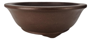 VTG Chinese Tokoname Yixing Clay Bonsai Pot Round Basin Planter Brown 11"