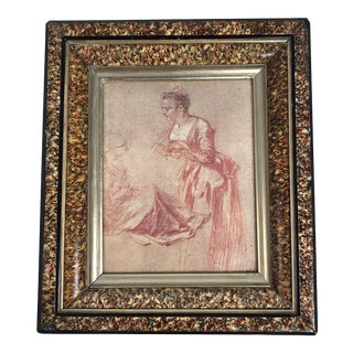 18th Century Old Masters Redline Chalk Drawing, Framed For Sale