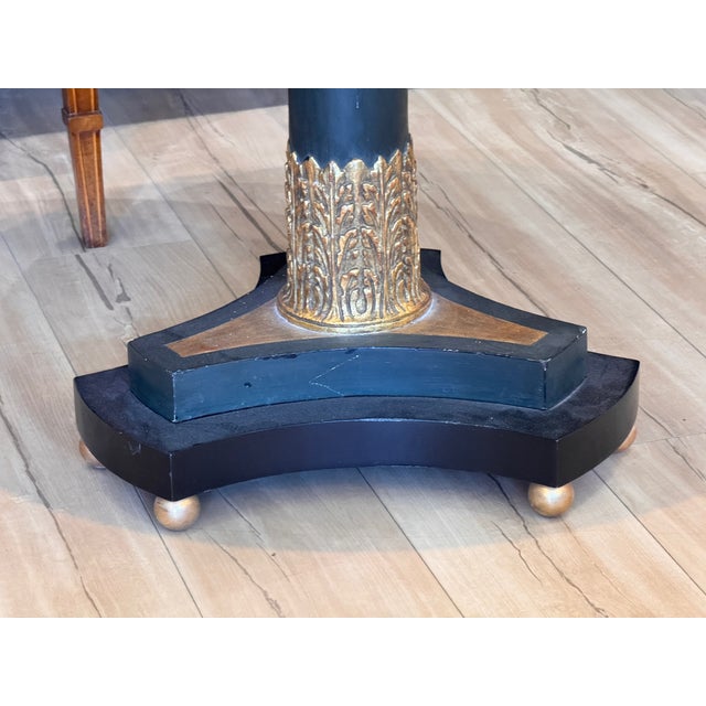 Mid 20th Century Empire-Style Marble Top Painted and Parcel Gilt Gueridon For Sale - Image 5 of 7