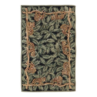 Vintage Wild Vietnamese Cheetah Hooked Rug - 5' x 8' For Sale