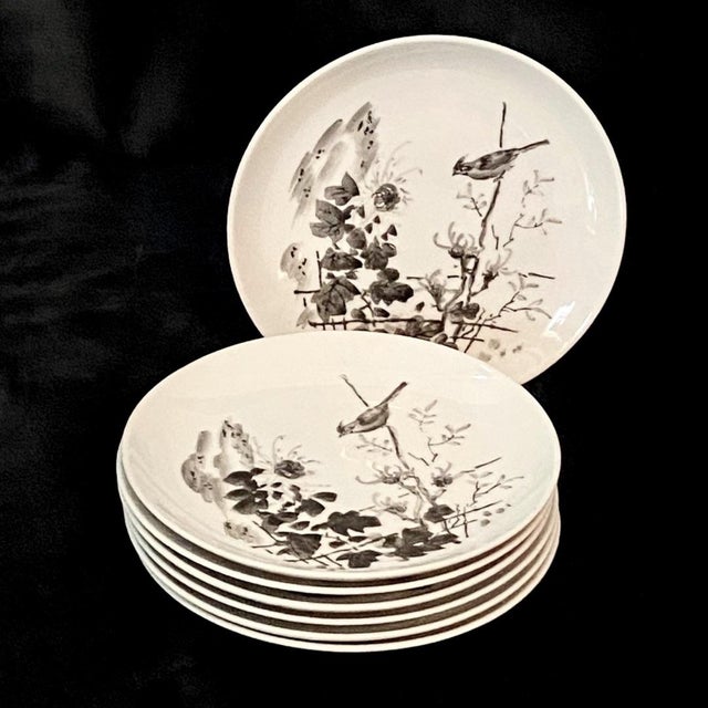 Mid-Century Modern Mid 20th Century Mid Century Modern Dorthy Thorpe China With Peonies Birds and Butterflies 7 Medium Plates For Sale - Image 3 of 3