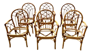 Set of 6 McGuire Organic Rattan Dining Chairs