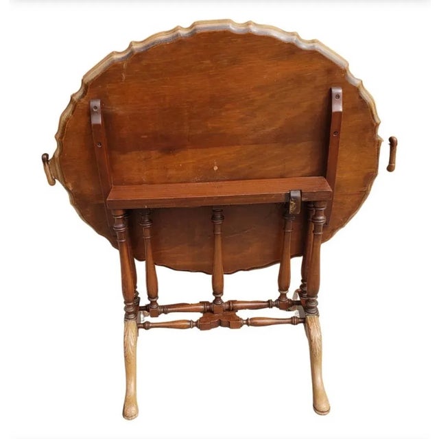 Tan Chippendale Style Pale Sipo Mahogany Oval Tilt-Top Pie Crust Tray Tea Table For Sale - Image 8 of 9
