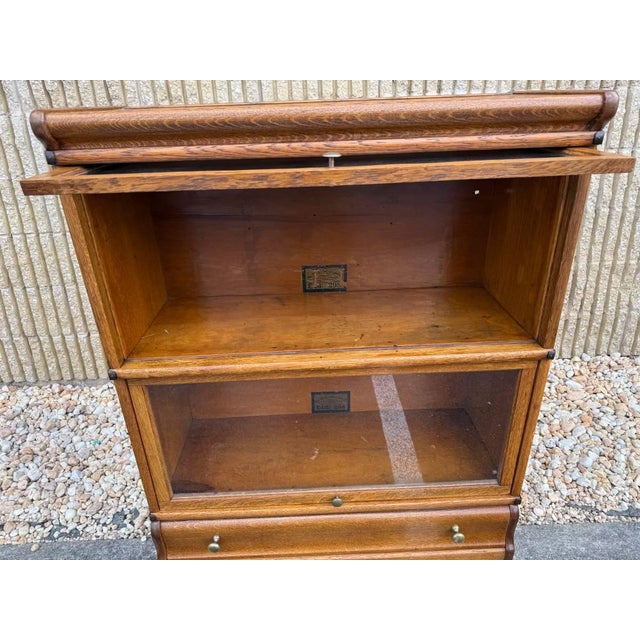 Wood Early 20th Century Globe -Wernicke Antique Tiger Oak Two Stacking Bookcase For Sale - Image 7 of 15