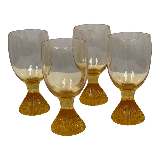 Lenox Vintage 1970s Tempo Buttercup Yellow Glasses, Set of Four For Sale