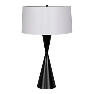 NOIR Noble Hourglass Black Metal Table Lamp with White Shade For Sale
