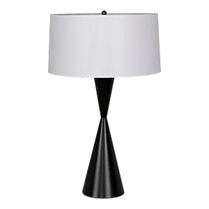 NOIR Noble Hourglass Black Metal Table Lamp with White Shade