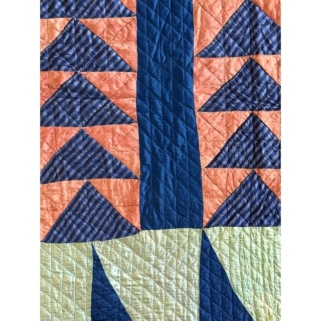 Antique American Flying Geese Patterned Satin Quilt with Skirts For Sale - Image 11 of 12