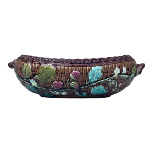 French Majolica Strawberries Jardiniere Luneville, Circa 1880