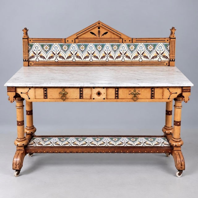 Wood Victorian Gothic Washstand by Charles Bevan and Christopher Dresser For Sale - Image 7 of 11