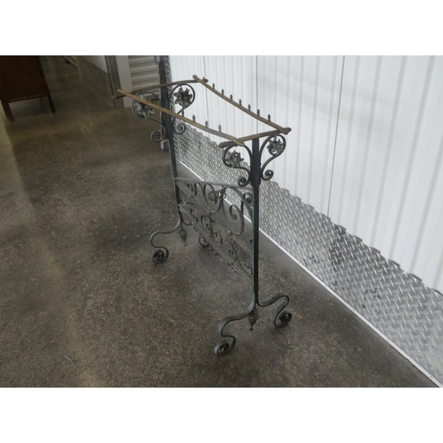 19th Century French Faux Bamboo Brass and Wrought Iron Blanket Stand For Sale - Image 4 of 8