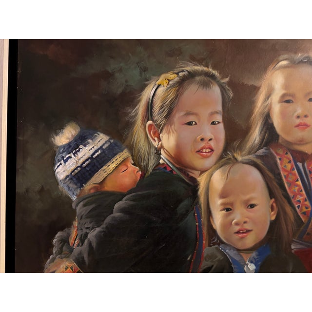 S Prayung, H S T Group of Hmong Children, 1970s, Oil Painting on Canvas, Framed For Sale - Image 10 of 10