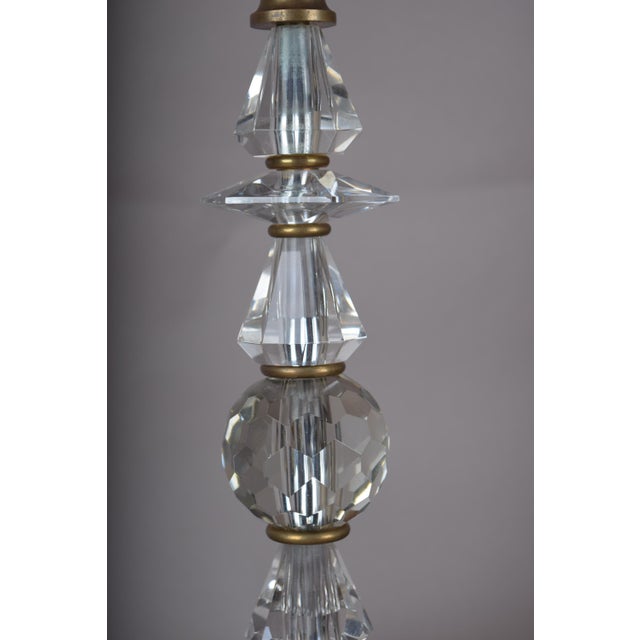 1950s French Faceted Glass and Brass Column Table Lamp, 1950s For Sale - Image 5 of 10