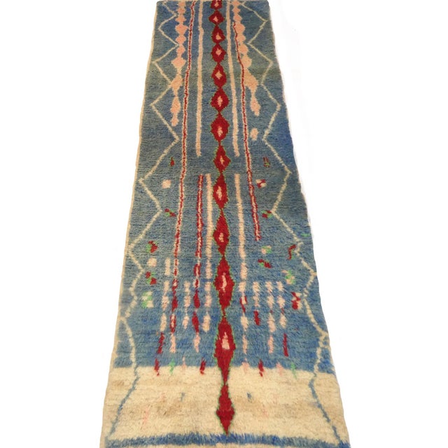 Abstract Vintage Moroccan Wool Runner 2'6 X 9'8 For Sale - Image 3 of 10