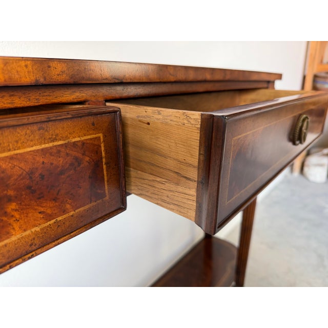 Jonathan Charles “Buckingham Collection” Classic Regency Style Mahogany Console With Undertier For Sale - Image 9 of 12