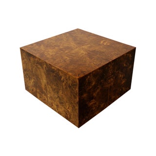 Burl Wood Cube Coffee Table by Milo Baughman For Sale
