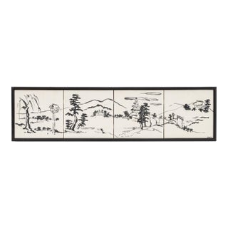 Carrie Robbins Set of Four Japanese Landscape Scene With Pagoda Tiles, 1958 For Sale