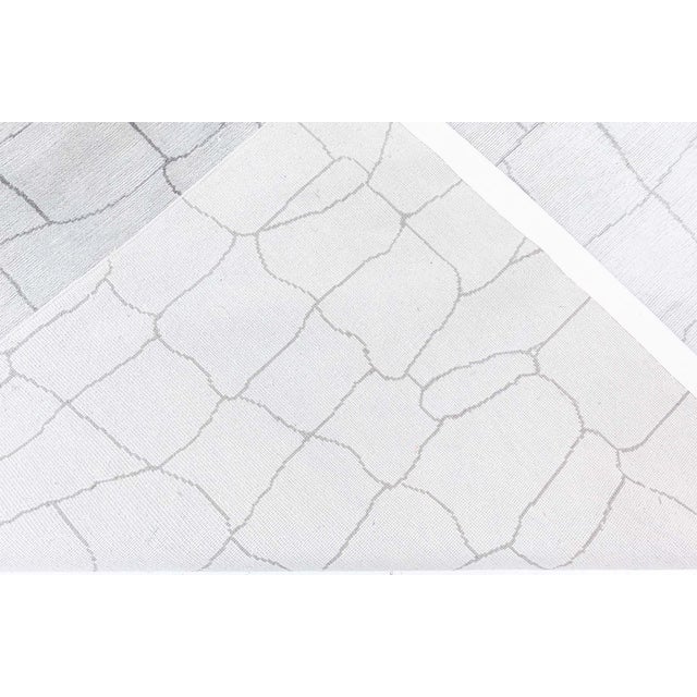 Modern Crocodile Design Handmade Silk Rug in Gray Shades by Doris Leslie Blau Size: 10'0" × 14'9" (304 × 449 cm) This...