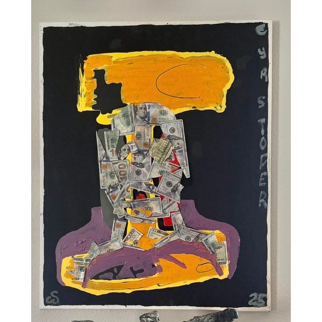 Abstract Collage Painting by Artist Christopher Shoemaker, 30” X 24”, Signed For Sale - Image 10 of 10