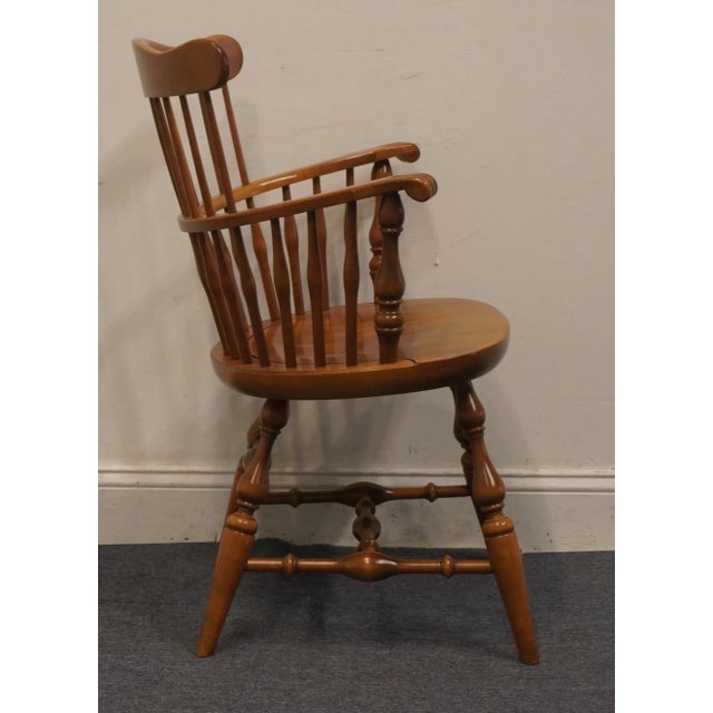 Late 20th Century Ethan Allen Heirloom Nutmeg Maple Comb Back Dining Arm Chair 10-6102a For Sale - Image 5 of 10