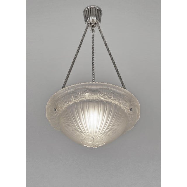 Art Deco French Art Deco Pendant Light by Georges Leleu 1930 France For Sale - Image 3 of 13