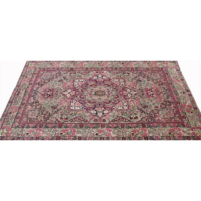 Rose 1920s Persian Kerman Area Rug 4’0″ X 6’0″ For Sale - Image 8 of 11