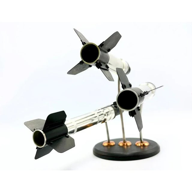 Vintage Polish Cold War Triple Rocket Statuette, 1970s For Sale - Image 4 of 11