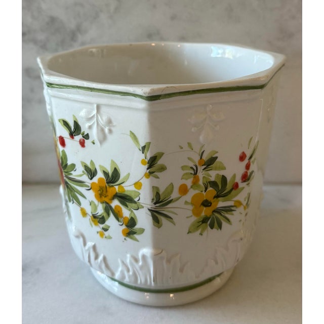 Chinoiserie Vintage Chinoiserie Hand Painted Floral Planter For Sale - Image 3 of 10