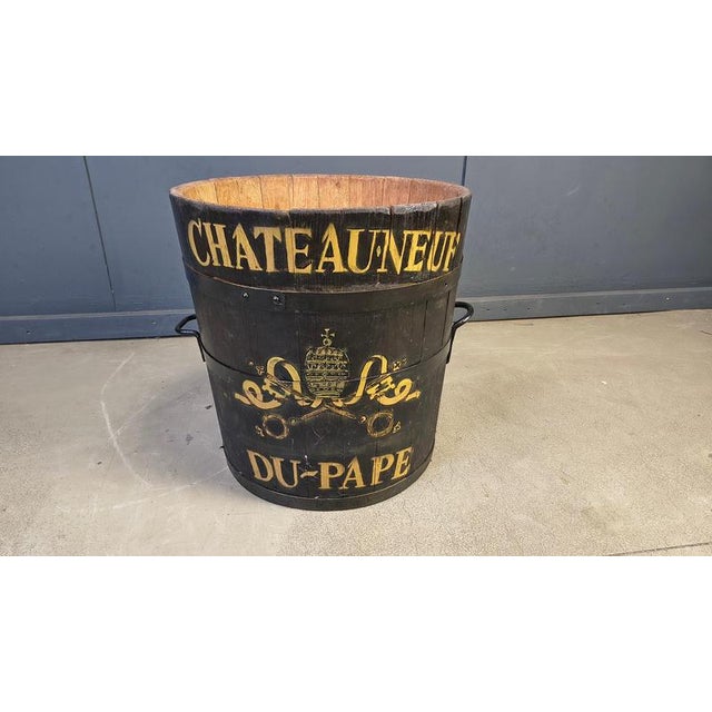 Chateauneuf Du Pape Wooden Grape Bucket, 1950s For Sale - Image 4 of 13