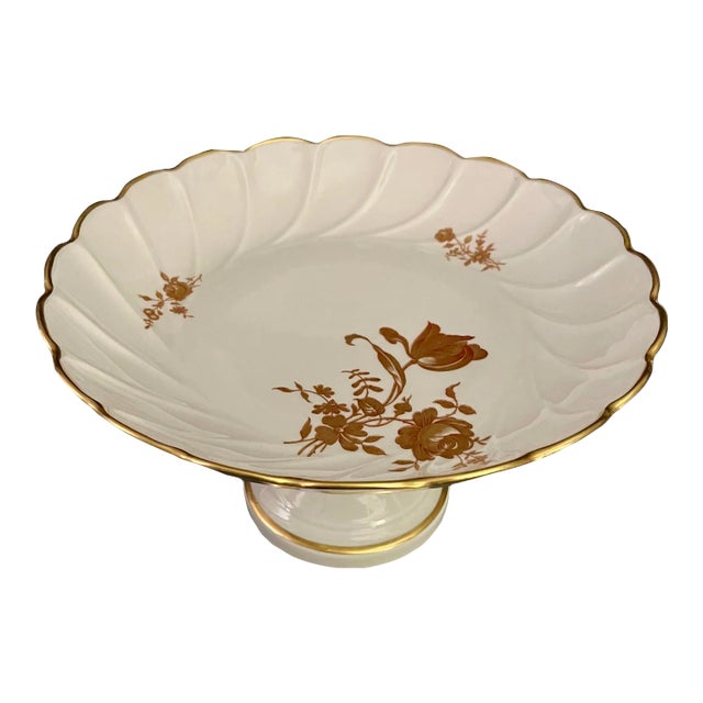 Limoges France Gold Rose Dessert Server For Sale