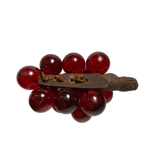 Mid-Century Modern Vintage Mid-Century Lucite Red Grapes Bunch Grape Cluster For Sale - Image 3 of 7