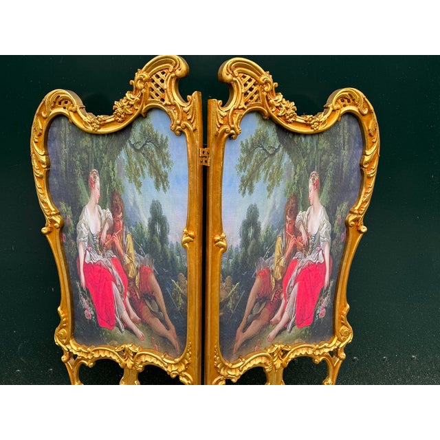 Wood Late 20th Century Room Divider Screen - Handmade Louis XVI Beech Frame With French Scene For Sale - Image 7 of 12