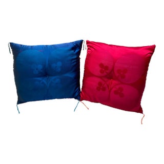 Vintage Asian Large Satin Pillows- a Pair For Sale