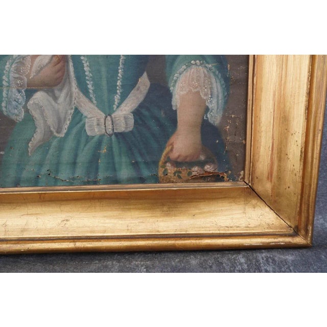 Victorian Portrait of a Little Girl 1850-1860 Oil on Mounted Canvas, Framed For Sale - Image 3 of 5