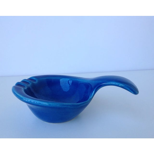 1960s Mid-Century Italian Blue Crackle-Glazed Ashtray, Pipe Rest For Sale - Image 5 of 11